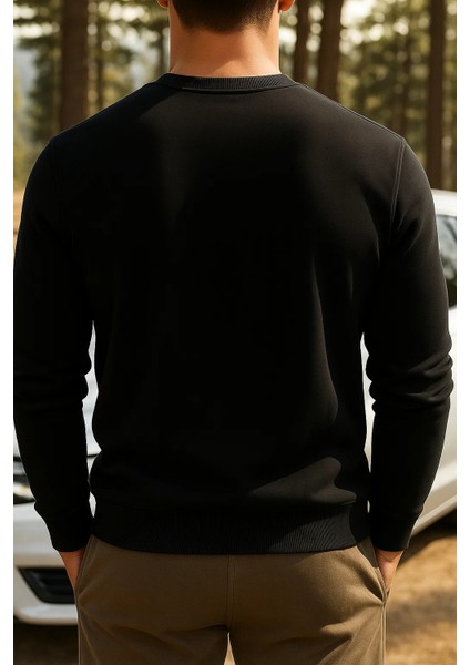 Erkek Günlük Pamuklu Comfort Siyah Basic Sweatshirt indirimleri