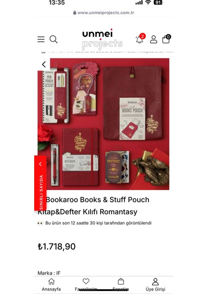 Bookaroo Books & Stuff Pouch Kitap&defter Kılıfı Romantasy modelleri