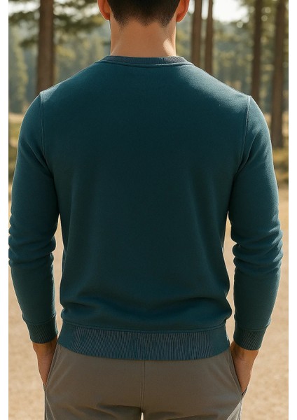 Erkek Günlük Pamuklu Comfort Mavi Basic Sweatshirt fiyatları
