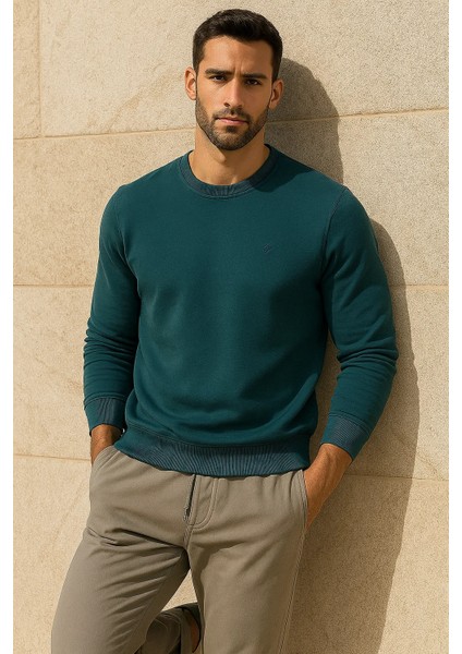 Erkek Günlük Pamuklu Comfort Mavi Basic Sweatshirt modelleri