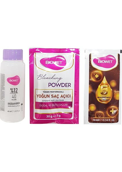 Bıowet Saç Renk Açıcı Set 60ML 40VOL+30GR Toz fiyatları