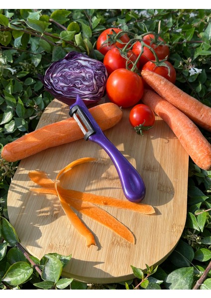 Pırıltılı Mor Dik Soyacak – Paslanmaz Alman Çeliği, Ergonomik Sap, Yüksek Keskinlik