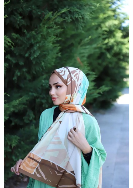 Tuval Desenli Şal Kahverengi