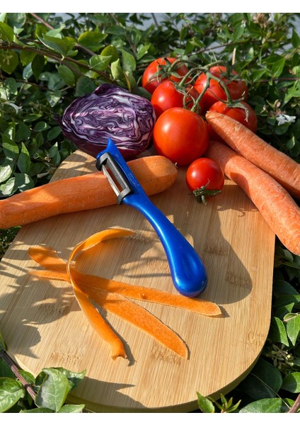 Pırıltılı Mavi Dik Soyacak – Paslanmaz Alman Çeliği, Ergonomik Sap, Yüksek Keskinlik