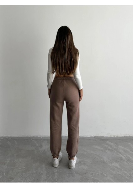 3 Iplik Şardonlu Paça Lastikli Eşofman Vizon IS001 fiyatları