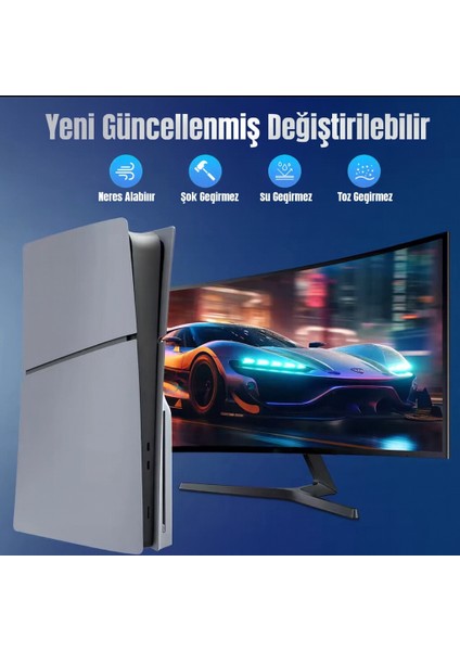 Ps5 Slim Faceplate Kapak Seti – Disc CD & Digital Edition Uyumlu Ön/arka Kasa Değişim Cover Case Gri modelleri