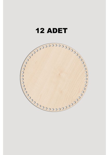 Ahşap Yuvarlak Sepet Tepsi Tabanı 12 cm 12 Adet Akça 3mm