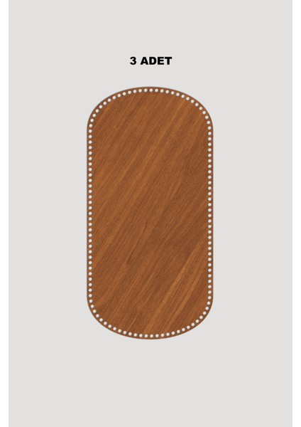 Ahşap Dikdörtgen Oval Köşeli Sepet Tepsi Tabanı 36X38 cm 3 Adet Ceviz 3mm