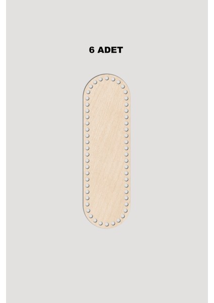 Ahşap Dikdörtgen Oval Köşeli Sepet Tepsi Tabanı 12X23 cm 6 Adet Akça 3mm