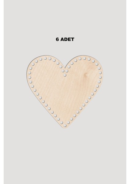 Ahşap Kalp Sepet Tepsi Tabanı 15X17 cm 6 Adet Akça 3mm