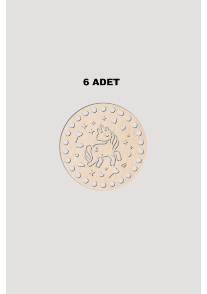 Ahşap Yuvarlak Unicorn Sepet Tepsi Tabanı 12X12 cm 6 Adet Akça 3mm