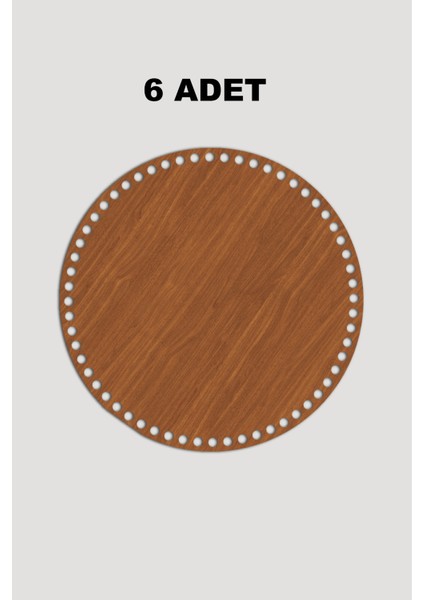 Ahşap Yuvarlak Sepet Tepsi Tabanı 18 cm 6 Adet Ceviz 3mm