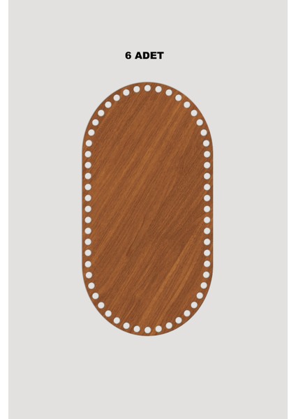 Ahşap Dikdörtgen Oval Köşeli Sepet Tepsi Tabanı 15X28 cm 6 Adet Ceviz 3mm