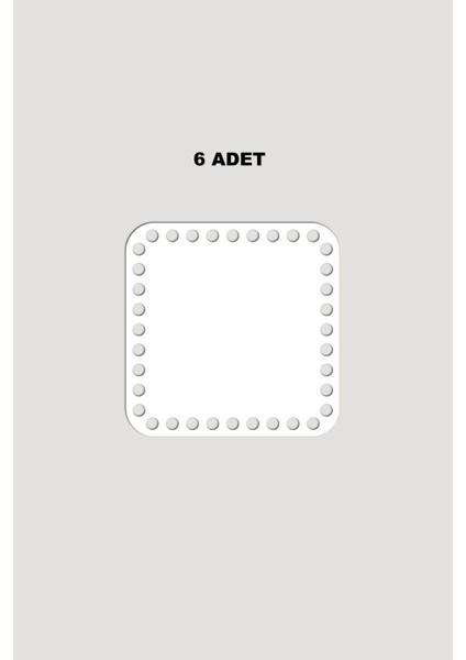 Ahşap Kare Sepet Tepsi Tabanı 12X12 cm 6 Adet Beyaz 3mm