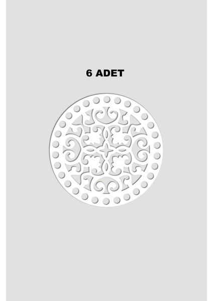 Ahşap Yuvarlak Desenli Model 2 Sepet Tepsi Tabanı 15CM 6 Adet Beyaz 3mm