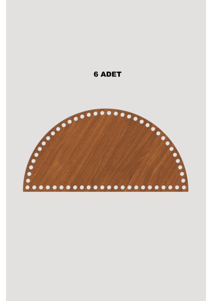 Ahşap Yarım Daire Sepet Tepsi Tabanı 15X30 cm 6 Adet Ceviz 3mm