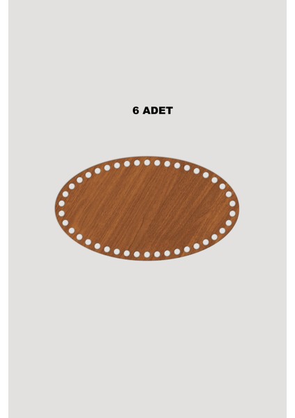 Ahşap Elips Sepet Tepsi Tabanı 15X26 cm 6 Adet Ceviz 3mm