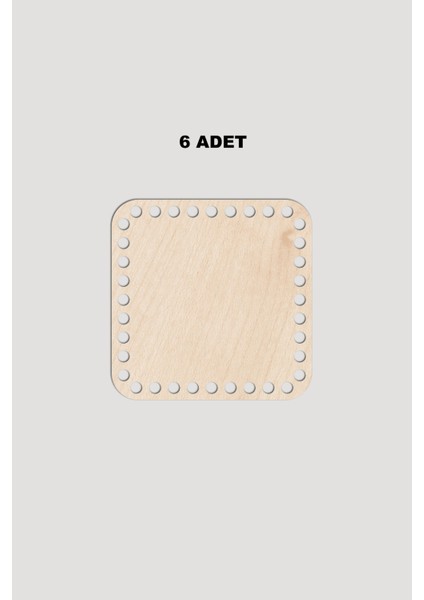 Ahşap Kare Oval Sepet Tepsi Tabanı 15X15 cm 6 Adet Akça 3mm