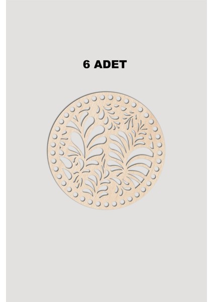 Ahşap Yuvarlak Desenli Model 7 Sepet Tepsi Tabanı 18 cm 6 Adet Akça 3mm
