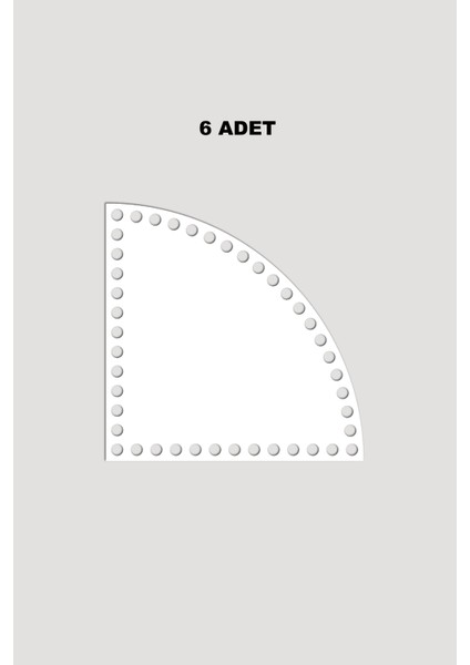 Ahşap Çeyrek Daire Sepet Tepsi Tabanı 12X12 cm 6 Adet Beyaz 3mm