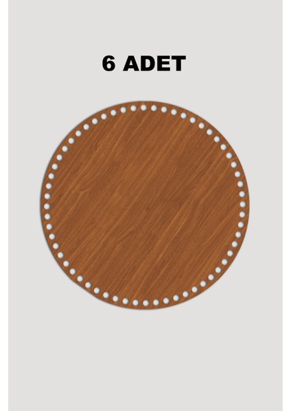 Ahşap Yuvarlak Sepet Tepsi Tabanı 16 cm 6 Adet Ceviz 3mm