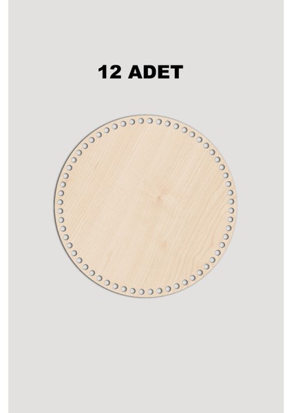 Ahşap Yuvarlak Sepet Tepsi Tabanı 12 cm 12 Adet Akça 3mm