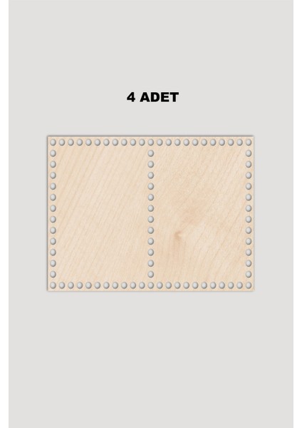 Ahşap Dikdörtgen - Ortası Delikli Sepet Tepsi Tabanı 20X30 cm 4 Adet Akça 3mm
