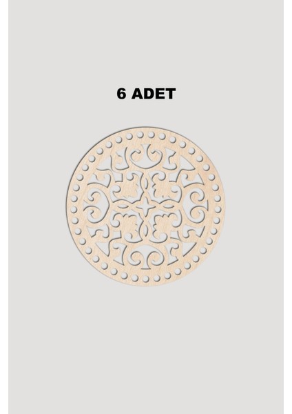 Ahşap Yuvarlak Desenli Model 6 Sepet Tepsi Tabanı 18 cm 6 Adet Akça 3mm