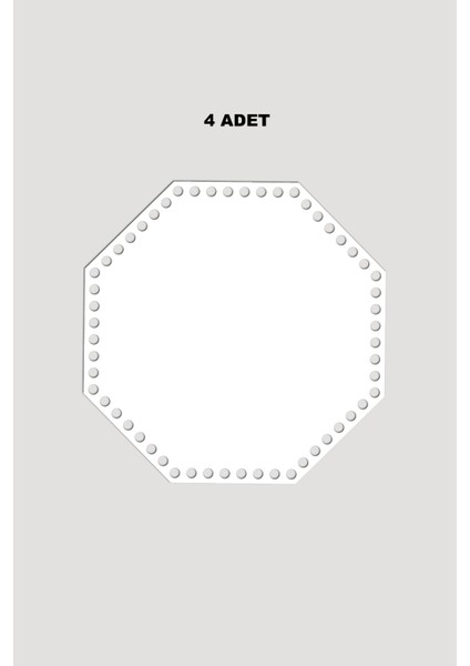 Ahşap Sekizgen Sepet Tepsi Tabanı 23X23 cm 4 Adet Beyaz 3mm