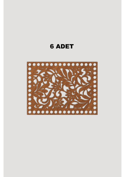 Ahşap Dikdörtgen Desenli Sepet Tepsi Tabanı 15X20 cm 6 Adet Ceviz 3mm