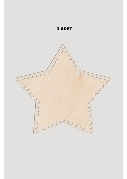 Ahşap Yıldız Sepet Tepsi Tabanı 30X30 cm 3 Adet Akça 3mm