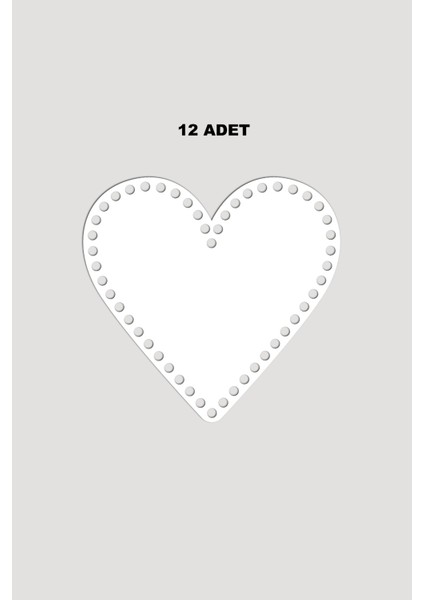 Ahşap Kalp Sepet Tepsi Tabanı 9X11 cm 12 Adet Beyaz 3mm