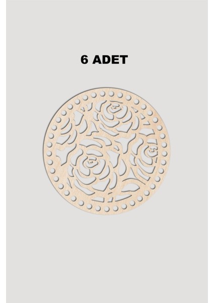 Ahşap Yuvarlak Desenli Model 6 Sepet Tepsi Tabanı 18 cm 6 Adet Akça 3mm