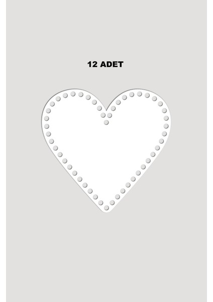 Ahşap Kalp Sepet Tepsi Tabanı 8x8,5 cm 12 Adet Beyaz 3mm