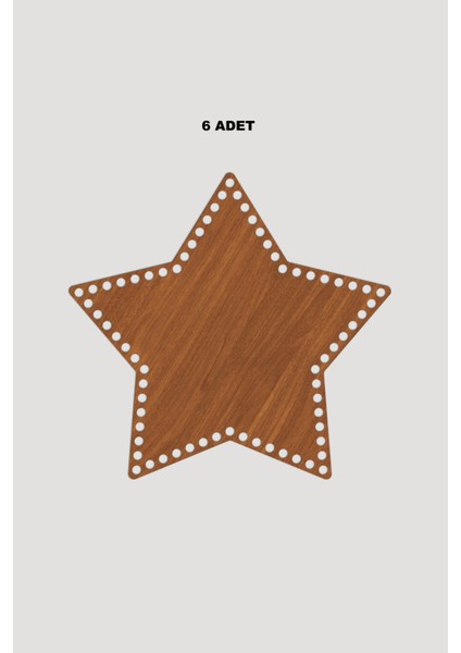 Ahşap Yıldız Sepet Tepsi Tabanı 15X16 cm 6 Adet Ceviz 3mm