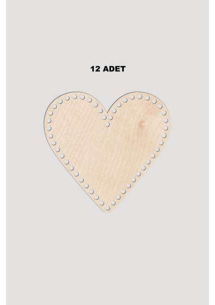 Ahşap Kalp Sepet Tepsi Tabanı 8x8,5 cm 12 Adet Akça 3mm