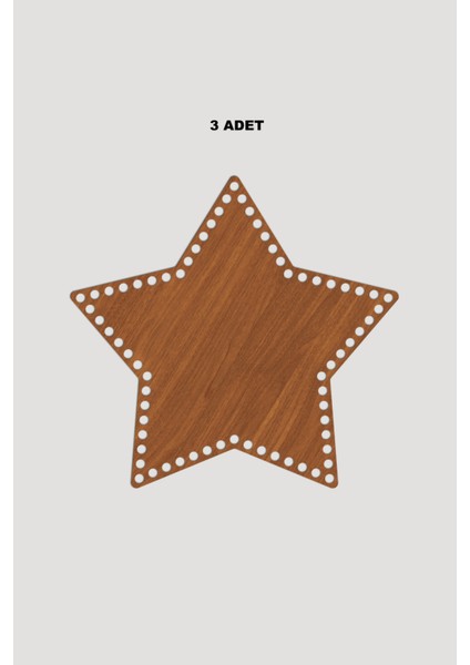 Ahşap Yıldız Sepet Tepsi Tabanı 30X30 cm 3 Adet Ceviz 3mm