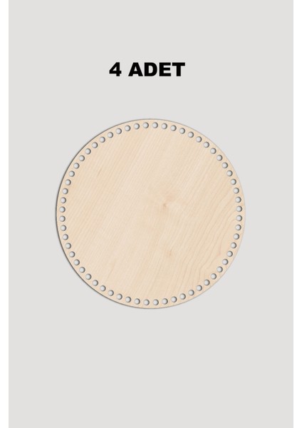 Ahşap Yuvarlak Sepet Tepsi Tabanı 21 cm 4 Adet Akça 3mm