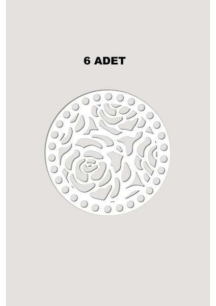 Ahşap Yuvarlak Desenli Model 3 Sepet Tepsi Tabanı 15CM 6 Adet Beyaz 3mm