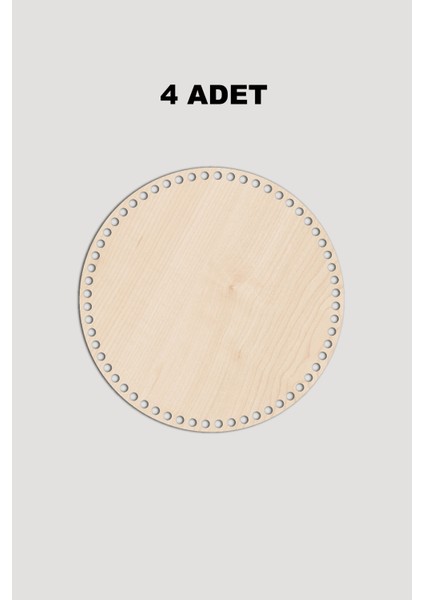 Ahşap Yuvarlak Sepet Tepsi Tabanı 25 cm 4 Adet Akça 3mm