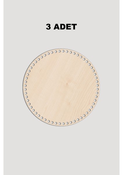 Ahşap Yuvarlak Sepet Tepsi Tabanı 30 cm 3 Adet Akça 3mm