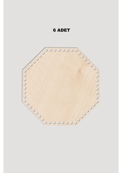 Ahşap Sekizgen Sepet Tepsi Tabanı 9x9 cm 6 Adet Akça 3mm