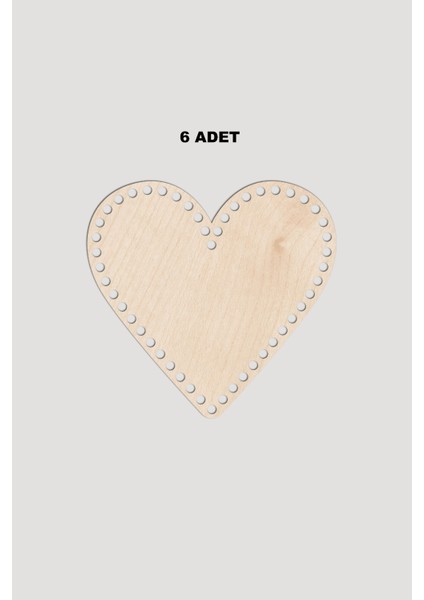 Ahşap Kalp Sepet Tepsi Tabanı 20X21 cm 6 Adet Akça 3mm