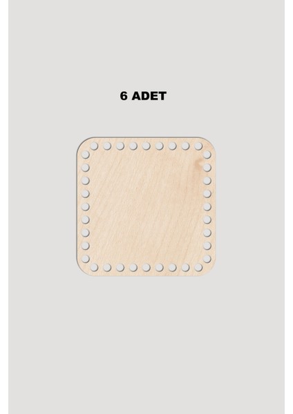 Ahşap Kare Sepet Tepsi Tabanı 8,5x8,5 cm 6 Adet Akça 3mm