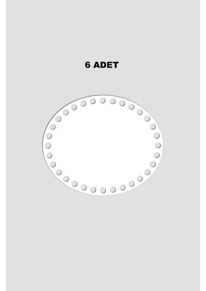 Ahşap Elips Sepet Tepsi Tabanı 13X18 cm 6 Adet Beyaz 3mm