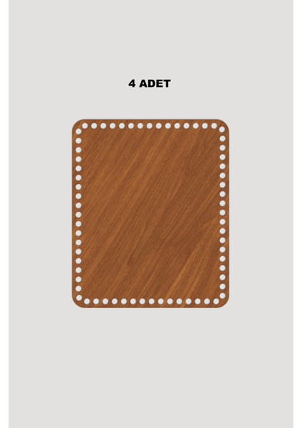 Ahşap Dikdörtgen Oval Köşeli Sepet Tepsi Tabanı 25X30 cm 4 Adet Ceviz 3mm