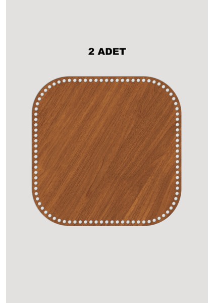 Ahşap Kare Oval Sepet Tepsi Tabanı 40X40 cm 2 Adet Ceviz 3mm