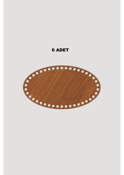 Ahşap Elips Sepet Tepsi Tabanı 10X15 cm 6 Adet Ceviz 3mm