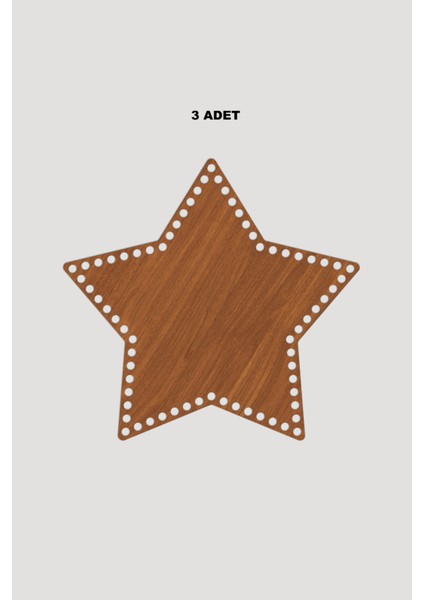 Ahşap Yıldız Sepet Tepsi Tabanı 29X31 cm 3 Adet Ceviz 3mm