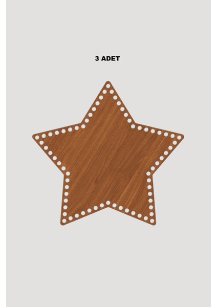 Ahşap Yıldız Sepet Tepsi Tabanı 29X31 cm 3 Adet Ceviz 3mm